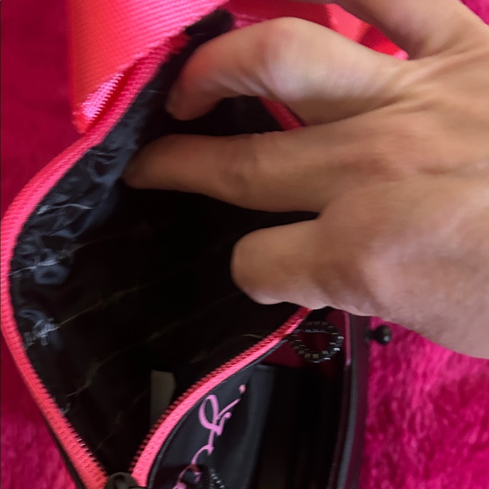 Kendall & Kylie Black Bag with Pink Strap and Neon Script Makeup Carrier - Picture 5 of 6